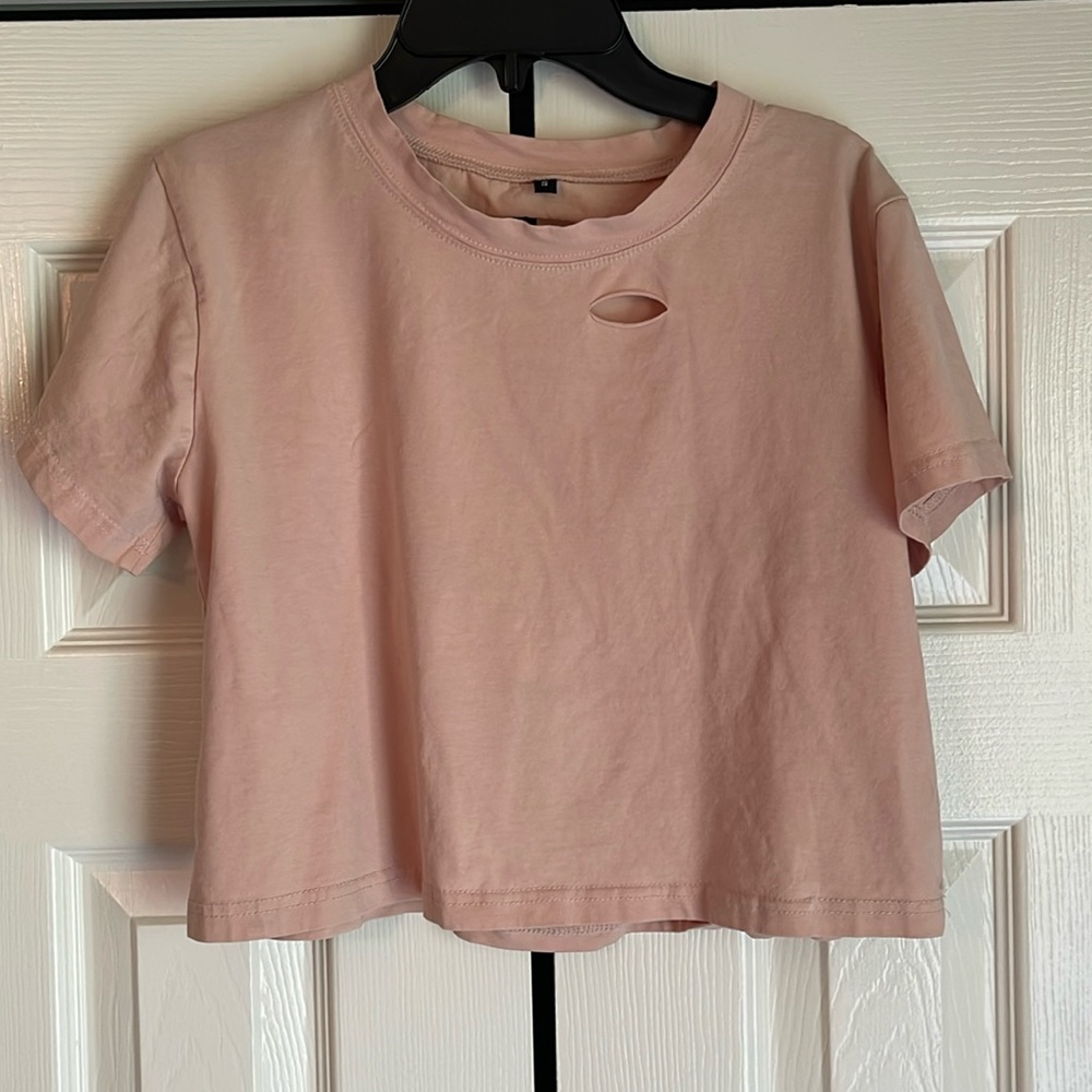 Distressed cropped t-shirt. Small